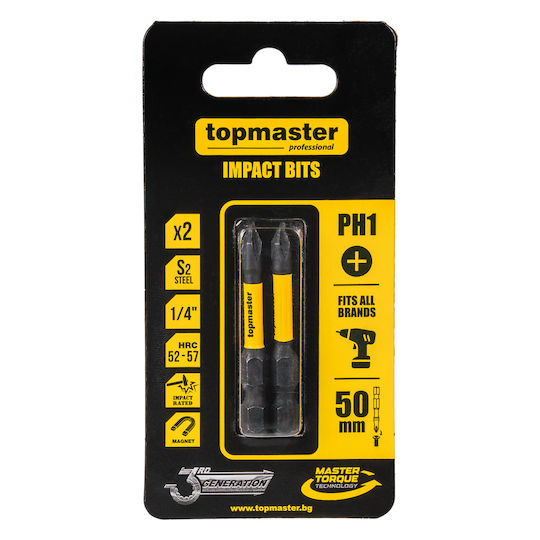 Topmaster Σετ 2 Μύτες Κατσαβιδιού Σταυρός