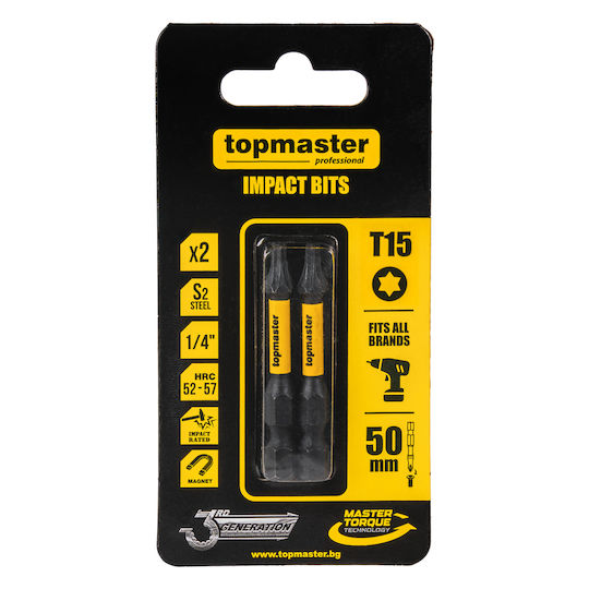 Topmaster Σετ 2 Μύτες Κατσαβιδιού Torx / Σταυρός