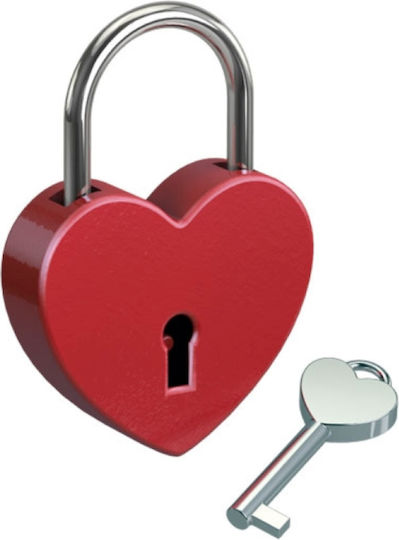 Basi Love Heart Lock Red Λουκέτο Αγάπης Σχήμα Καρδιάς Κόκκινο