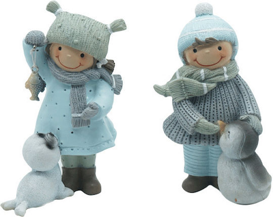 Weihnachtliche Figur Kleinkind Blau Länge 8cm