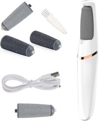 Bec LED Profesional Electric cu Baterie pentru Curățarea Călcâielor Crăpate din Piele, 4 Capete, 2 Viteze, Alb