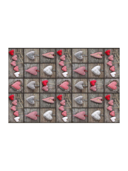 Conceptum Hypnose Wookece 232 Rectangular Kitchen Mat Grey-red 50x80εκ.