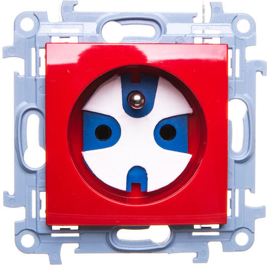 Kontakt-simon Single Plug Socket Date Power Key 16a Red Cgd1.01/22
