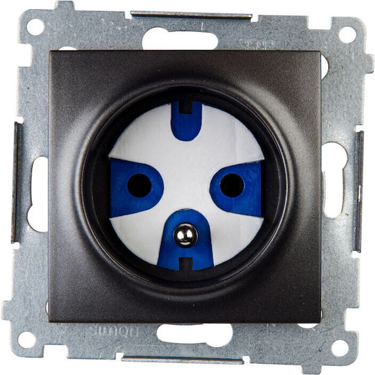 Kontakt-simon Single Plug Socket Date 16a Ip20 Authorization Key Anthracite Dgd1.01/48