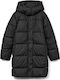 Women's Long Puffer Jacket for Winter Black