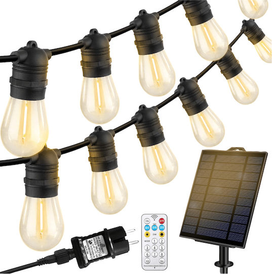 Ghirlande Luminoase Solare 25m/30m 25/30 Becuri Alb Cald Telecomandă