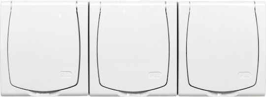 Ospel Madera Hermetic Socket Triple U Ip44 Flip White Gnh-3nzw