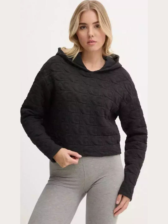Cropped Hanorac pentru femei Cu glugă Negru