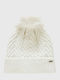 Pom Pom Beanie Beanie Knitted in White color
