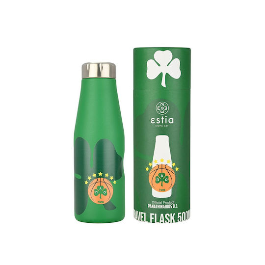 Estia Reiseflasche Save the Aegean Recycelbare Thermosflasche Rostfreier Stahl BPA-frei 500ml Panathinaikos BC Edition