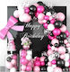 Compoziție cu 112 Baloane Latex Negre Happy Birthday