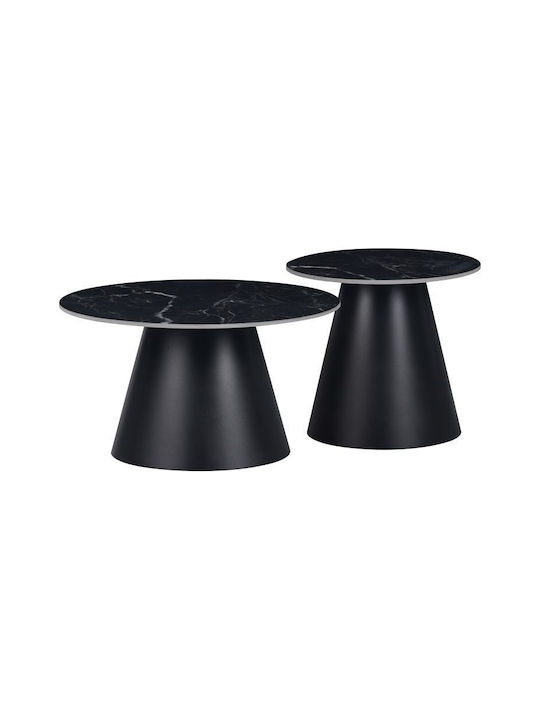 Round Central Coffee Table Fabrin Aluminum Black W70xL70xH40cm