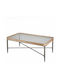 Rechteckiges Zentral Kaffeetisch aus Massivholz Glas M122xL71xH43.5cm