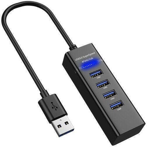 Distribuitor USB 4 Porturi USB 3.0 Ultra Subțire Încărcare sau Transfer de Date 5Gbps Negru