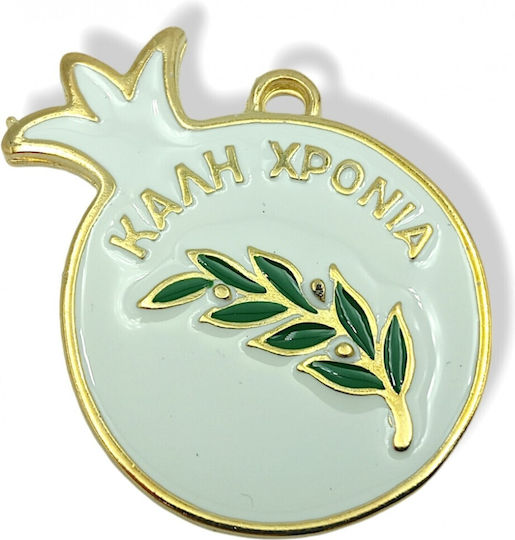 ''Happy New Year'' Branch Metallic Threaded Motif for Jewelry in Shape Pomegranate 5x3.8cm. Set 2pcs