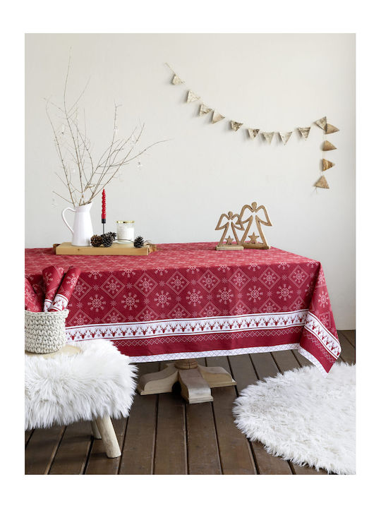 Nima Christmas Day Christmas Tablecloth Fabric Red L150xW150cm.