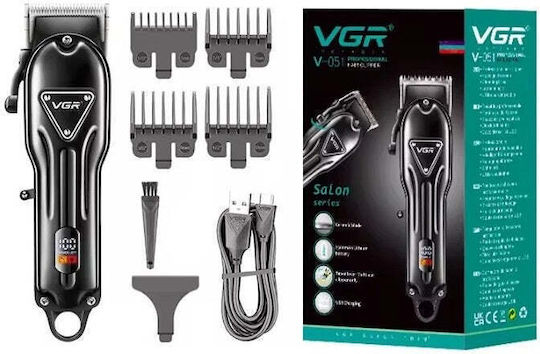 Vgr V-051 Tragbarer Kabelloser 5W USB Stahlklingen-Haarschneider mit 4 Führungskämmen Schwarz