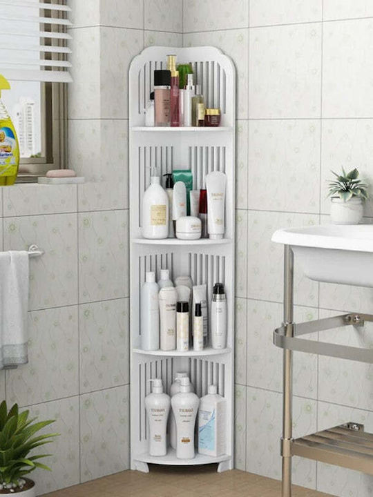 Raft de colț pentru baie 4 niveluri multifuncțional impermeabil ergonomic greutate maximă 15 kg alb