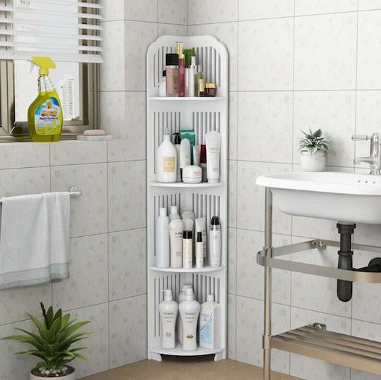 Raft de colț pentru baie 4 niveluri multifuncțional impermeabil ergonomic greutate maximă 15 kg alb