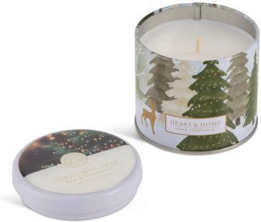 Heart & Home Pine & Cedarwood Aromatic Soy Candle in Metal Box White