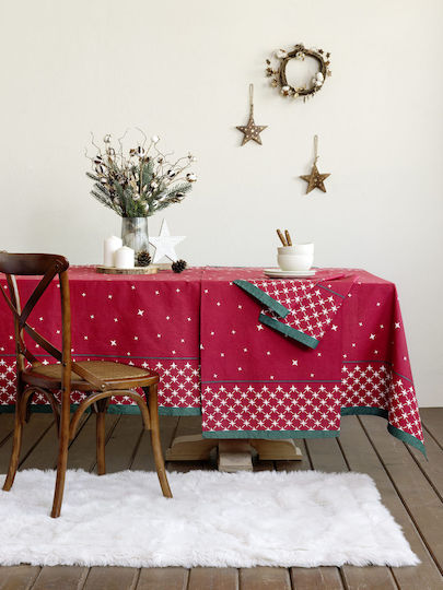 Nima Neva Christmas Tablecloth Fabric Red L150xW150cm.