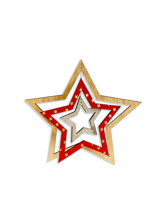 Hanging Ornament Star Wooden 19x30cm