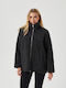 Μακριά Fleece Γυναικεία Ζακέτα με Φερμουάρ Dark Antracite Melange
