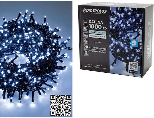 1000 Lights LED 22m. Cold White in String 1pcs