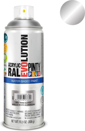 Pinty Plus Σπρέι Βαφής Evolution Water-based Ακρυλικό με Γυαλιστερό Εφέ RAL 9006 400ml