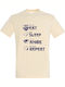 Eat Sleep Anime Repeat T-shirt Μπεζ Βαμβακερό