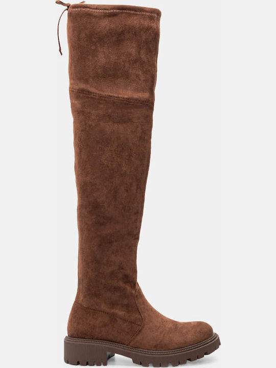 Luigi Damenstiefel Über dem Knie Braun