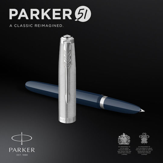 Parker Πένα Γραφής Fine Μπλε από Ατσάλι με Μπλε Μελάνι