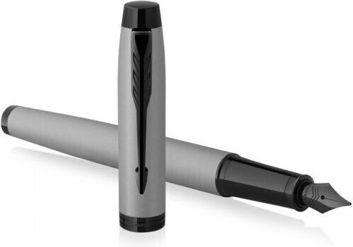 Parker Im Core Metal Fountain Pen Medium Grey Brass With Black Ink