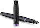 Parker Im Vibrant Rings Füllfederhalter Medium Lila aus Messing mit Blau Tintenfarbe