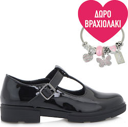 Exe Girls Patent Leather Moccasins Black