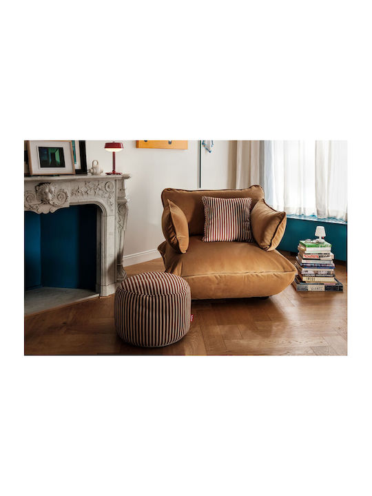 Πουφ Hocker Point Terry Cognac Creme 50x50x35cm