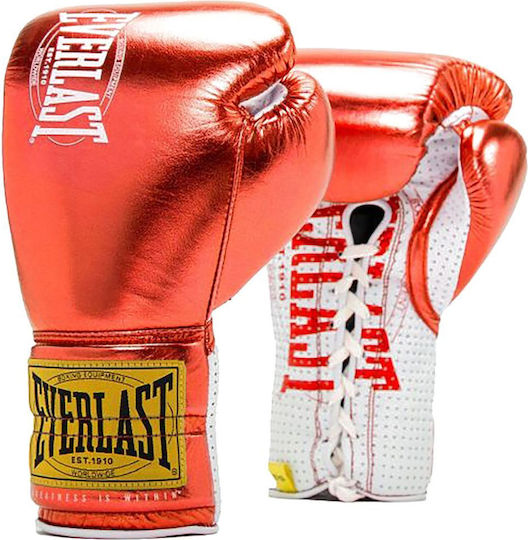Everlast 1910 Боксови Ръкавици Кожени за Състезание Червени