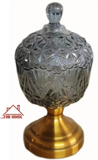 ForHome Фонтанера Стъклен с Капак и Крака 15x28см Златист