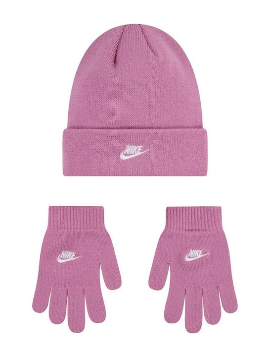 Nike Kinder Mütze Set Gestrickt Rosa