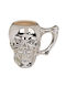 Out of the Blue Skull Crystal Stones Ceramic Mug Silver