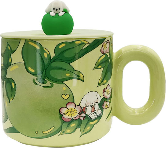 Etoile Cană Ceramică cu Capac Verde
