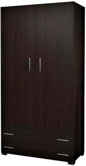 Zwei Türen Schrank mit 2 Schubladen Braun 105x50x180cm