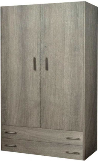 Two Door Wardrobe with 2 Drawers Gray 85x180cm