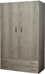 Δίφυλλη Ντουλάπα με 2 Συρτάρια Γκρι 105x50x180cm