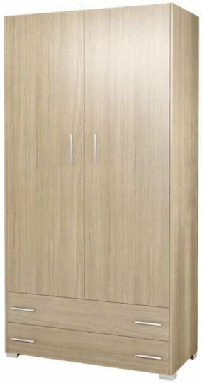 Δίφυλλη Ντουλάπα με 2 Συρτάρια Καφέ 85x180cm