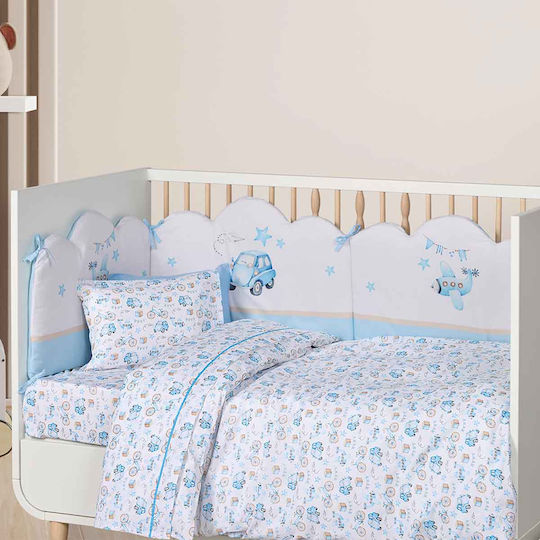 Das Home Crib Bumpers Classic Inside Blue, White, Ochre 45x195cm