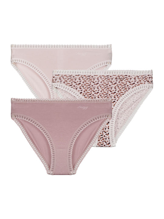 Sloggi H High Βαμβακερά Women's Slip 3Pack Mocha