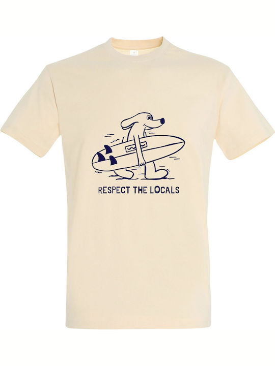 Respect The Locals, Surf, Tourists T-shirt Μπεζ...