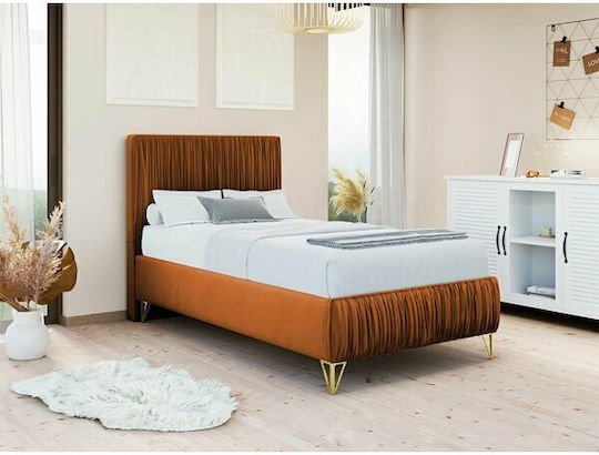 Logan 112 Bett Einzel mit Stoff Rote mit Lattenrost & Matratze 80x200cm