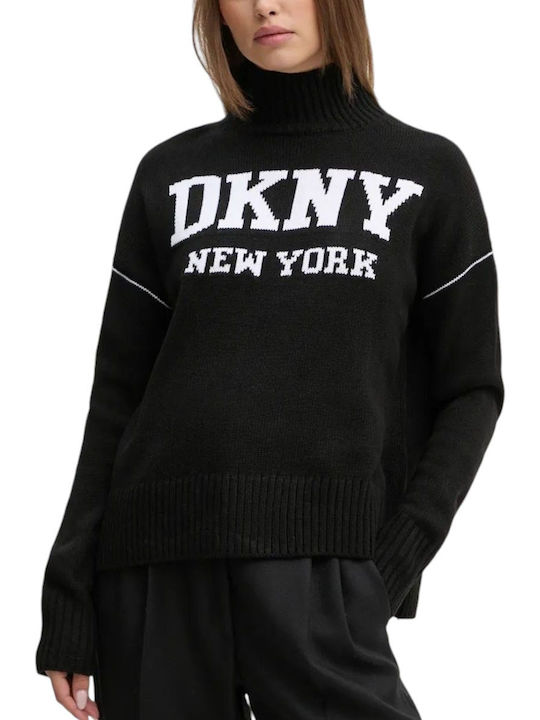 DKNY Women's Long Sleeve Sweater Turtleneck Black